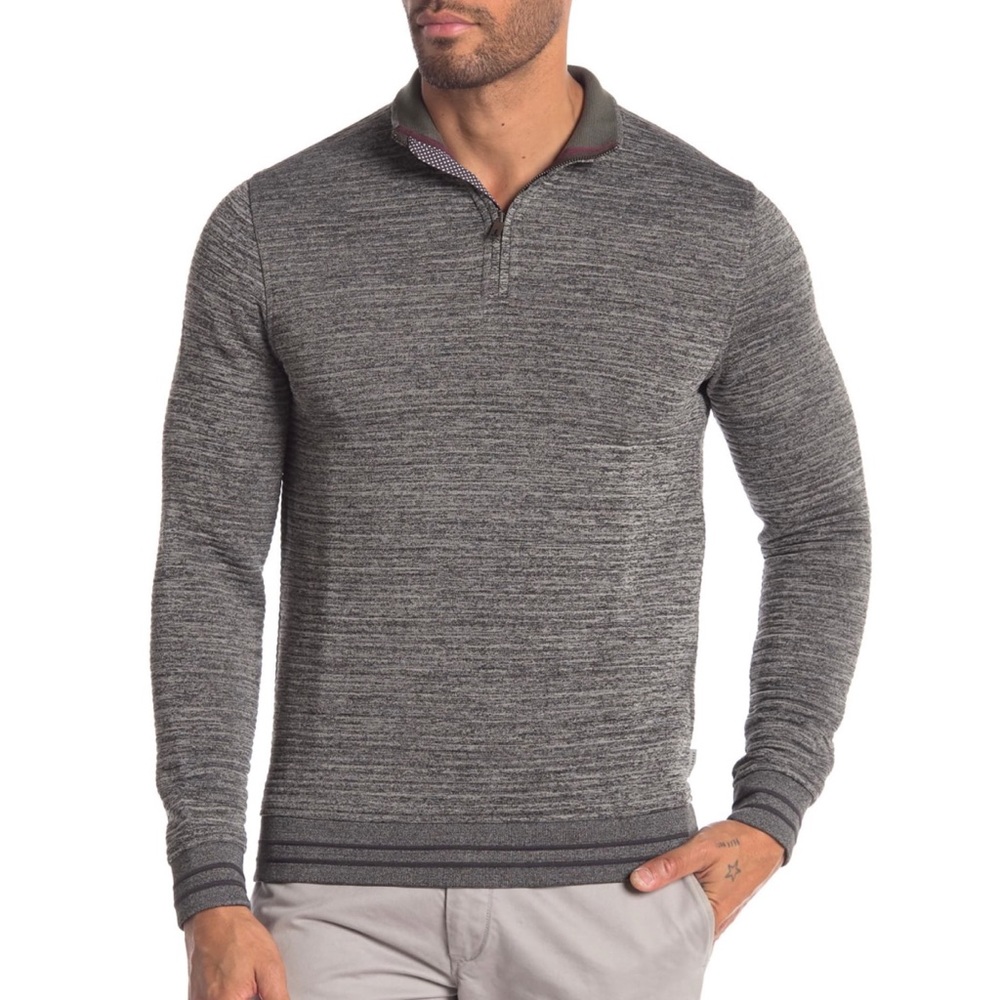 Ted Baker London Horizontal Quilt 1/4 Zip Pullover